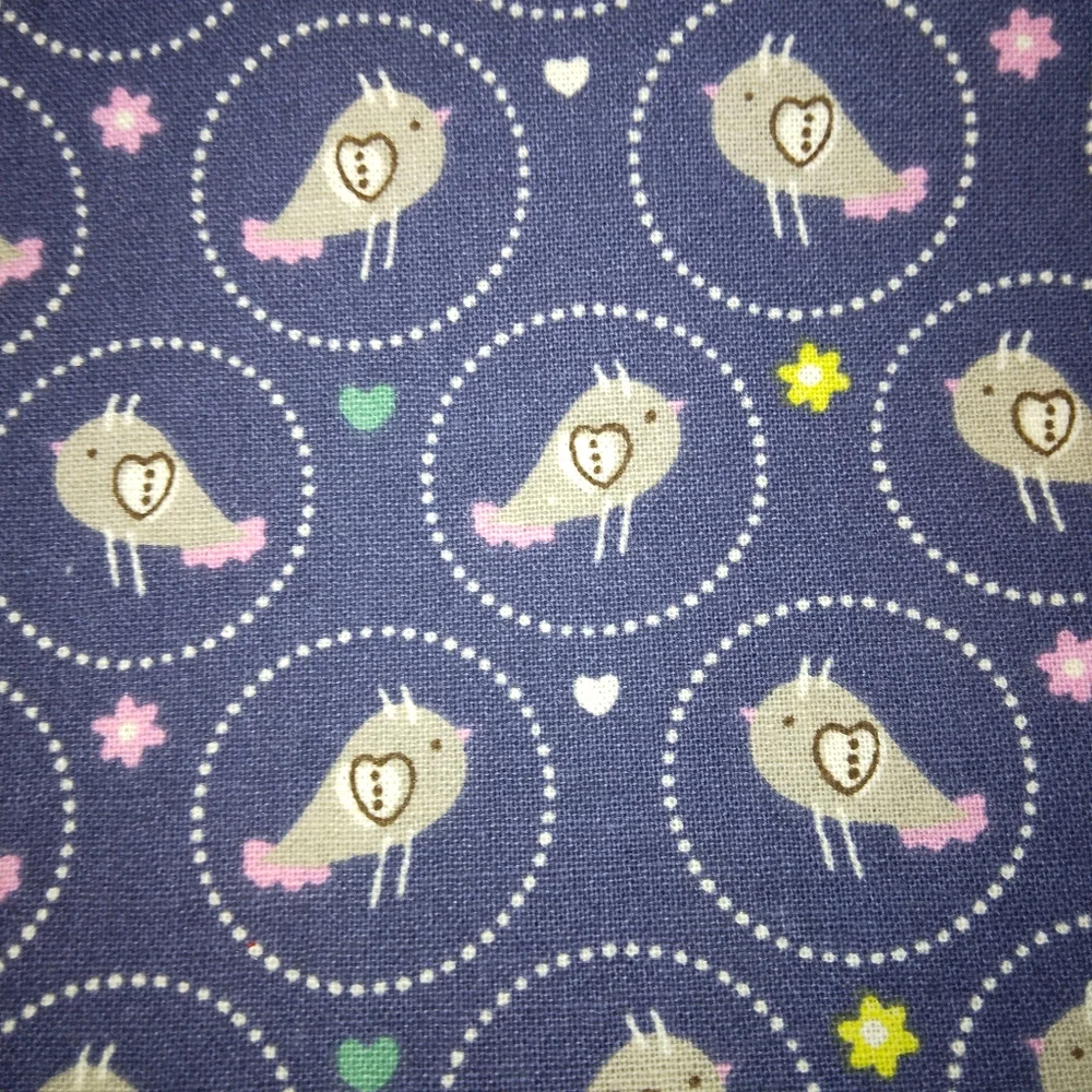 FABRIC Scandinavian Style sweet little birds arranged on blue, 1 yd